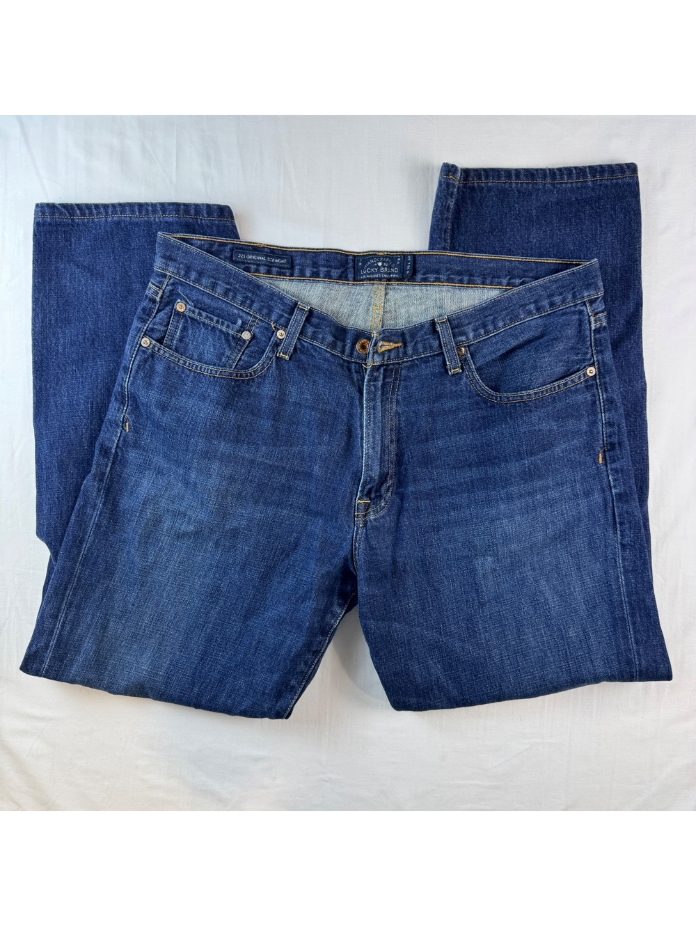 Lucky Brand 221 Original Straight Blue Denim Jeans Mens Size 36x32
